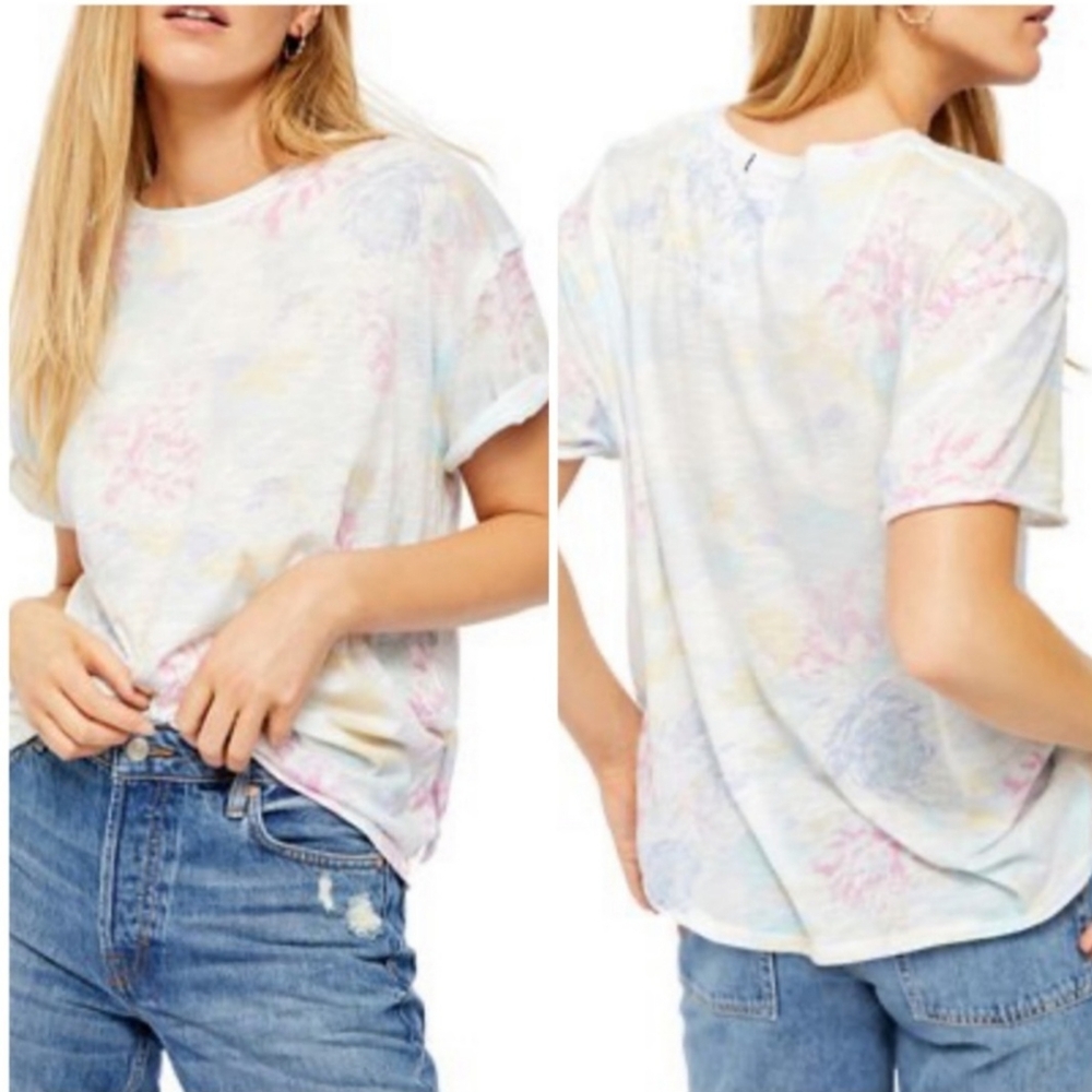 NWT Women's Free People We The Free Cloud Combo Relaxed Short Sleeve Top - M
